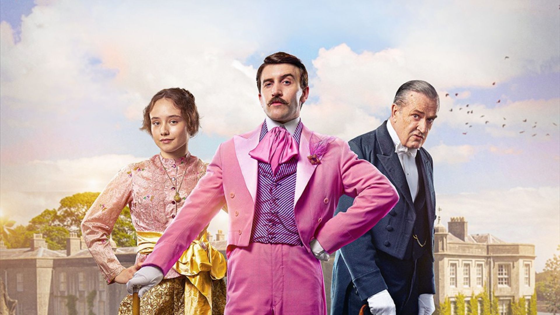 The 5th Marquis, his cousin and butler with Plas Newydd estate in the background