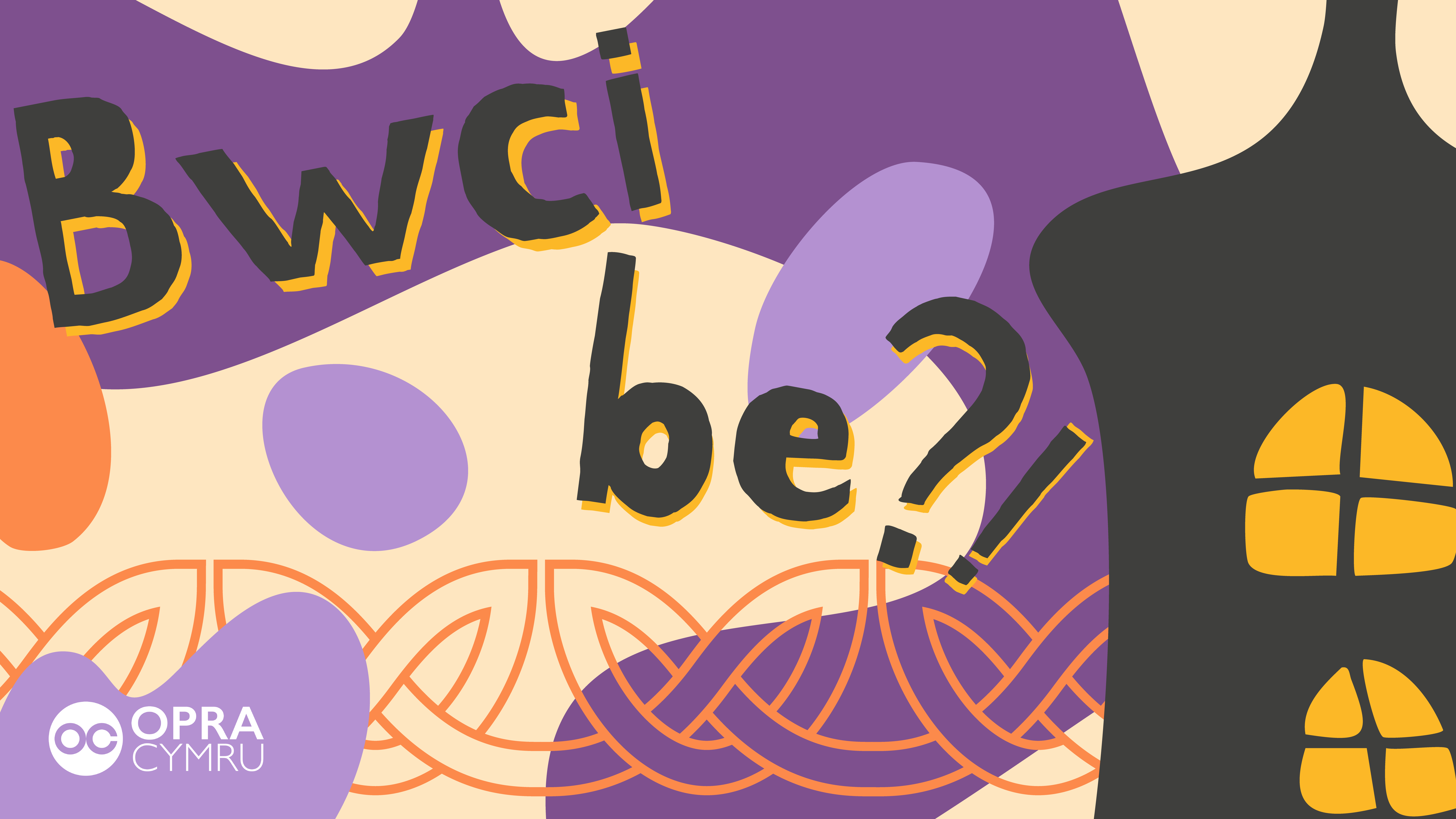 Photo of Bwci Be?! Logo with purple and orange halloween background