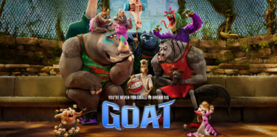 Cast of Goat sitting together