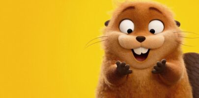 smiling beaver and yellow background