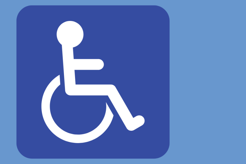 International Symbol of Access on a blue background