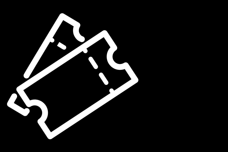 Ticket graphic on black background